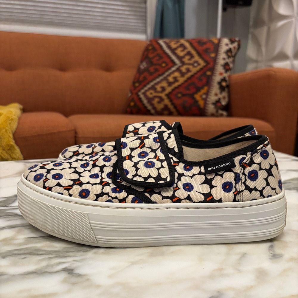 Marimekko Marka Mini 'Unikko' Iconic Poppy Velcro Sneakers Size 39 - Picture 1 of 13